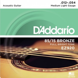 다다리오(D&#039;Addario) 어쿠스틱기타 스트링 EZ920 85/15 Bronze Great American Acoustic Guitar Strings, Medium Light, 12-54 (+피크증정)